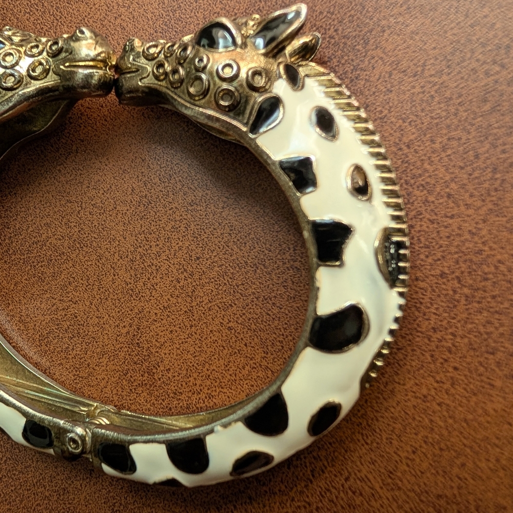 Gold and Black Giraffe Bangle Bracelet - Picture 6 of 6